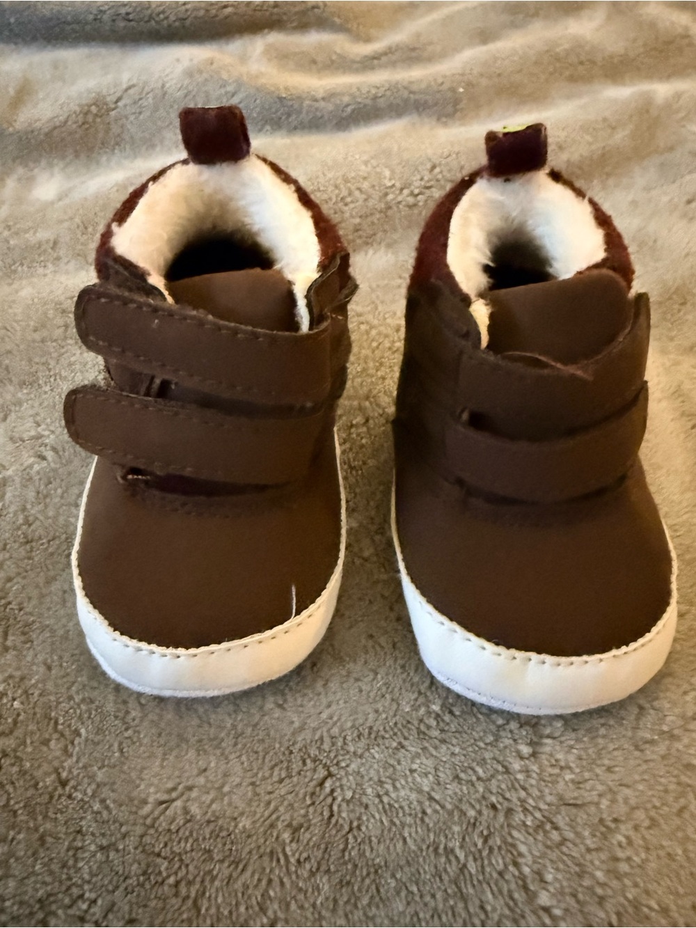 First Steps Brown Baby Walker Shoes with Fleece Lining